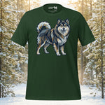 Finnish Lapphund Geometric Mosaic Mountain Adventure T-Shirt | Lapphund Designs