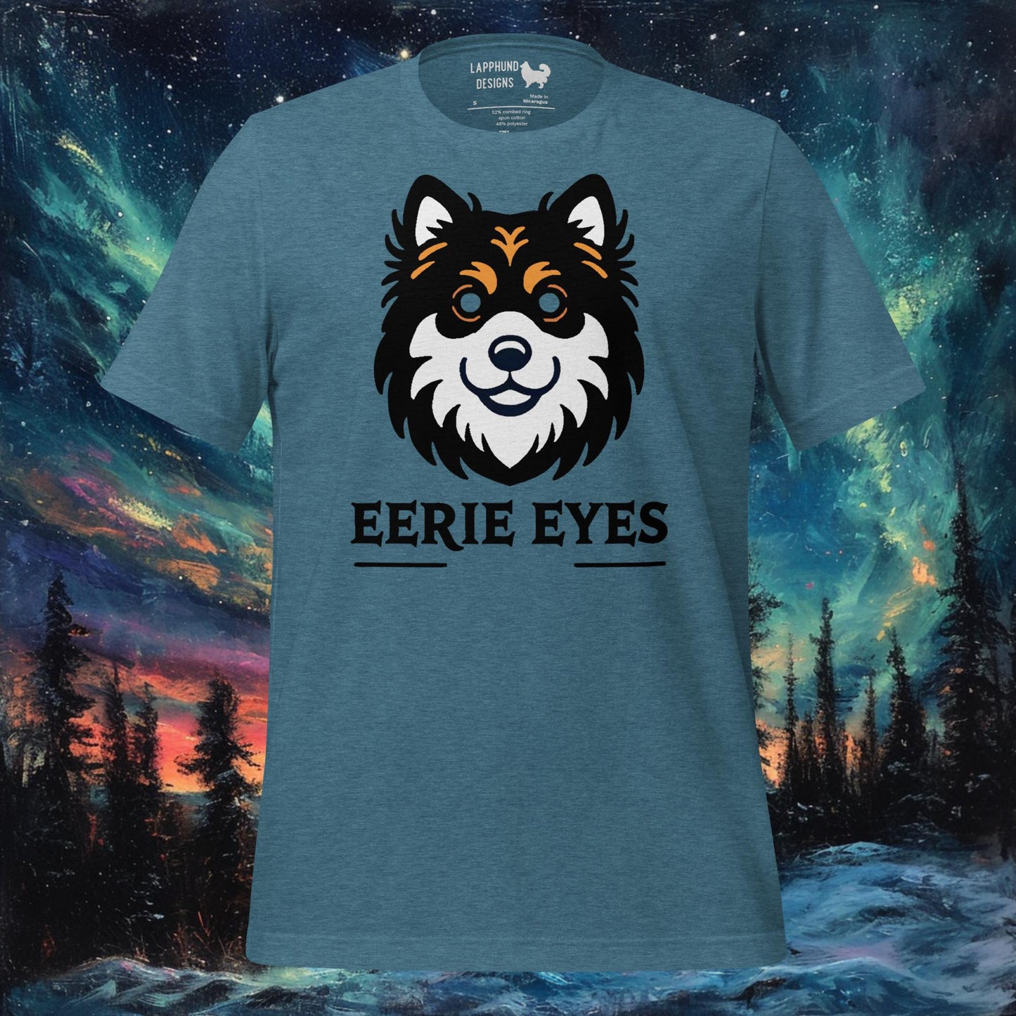 T-shirt aux yeux étranges – Motif Halloween du chien finlandais de Laponie