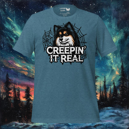 T-shirt Creepin' It Real – Motif toile d'araignée d'Halloween pour chien finlandais de Laponie