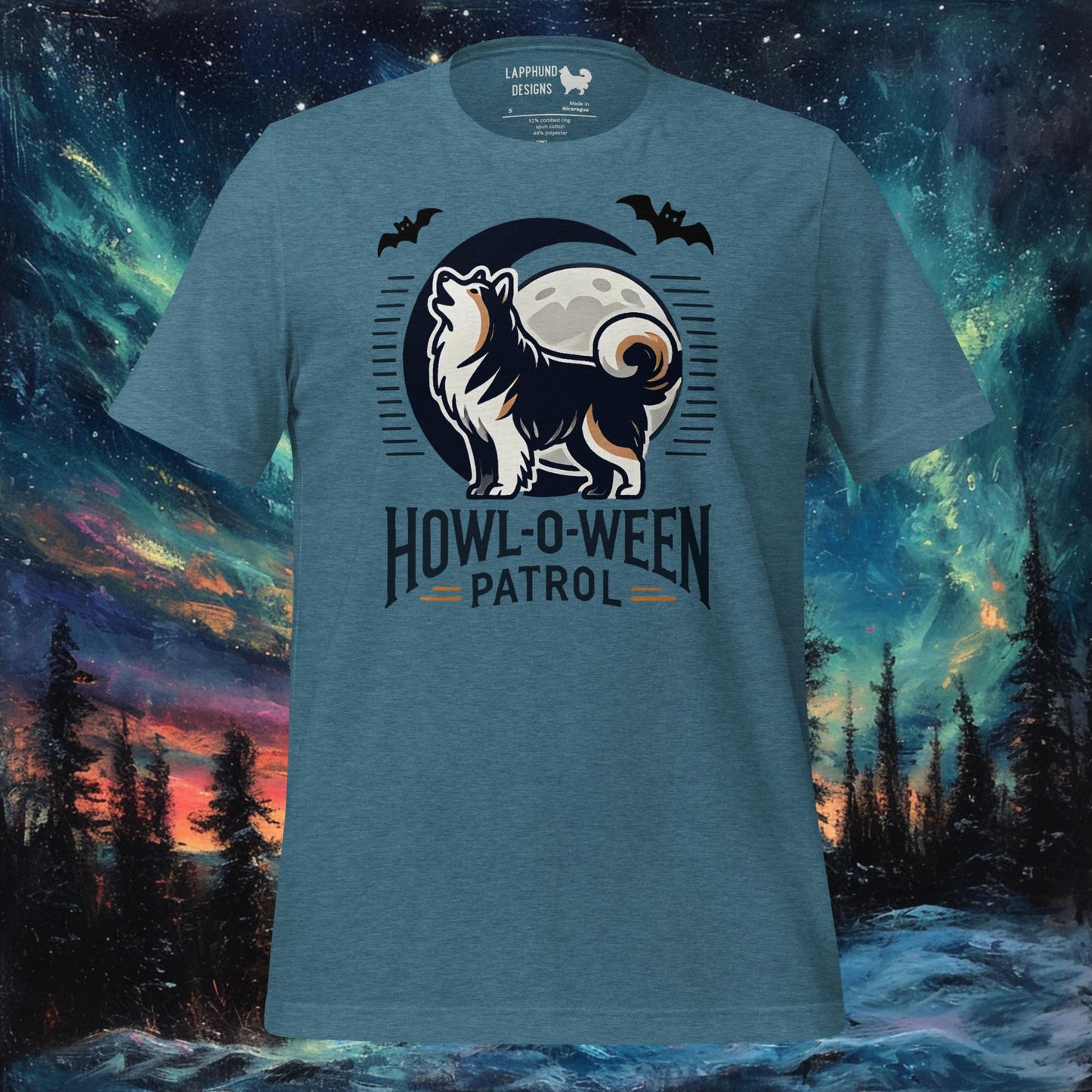 Howl-O-Ween Patrol T-paita – suomalainen lapinkoira Halloween Howling Design