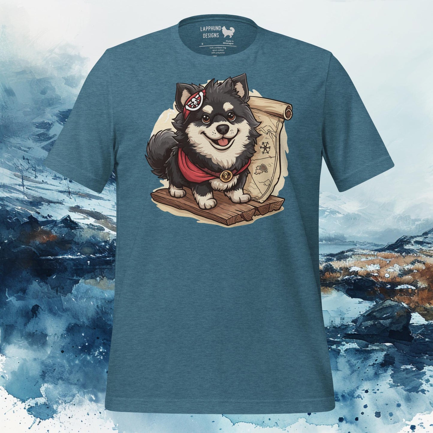 Finnish Lapphund T-Shirt – Adventurous Map Explorer Design for Nature Seekers