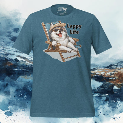 Finnish Lapphund T-Shirt – 'Lappy Life' Relaxed Beach Chair Design