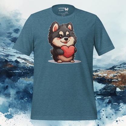 Finnish Lapphund T-Shirt – Cute Lappie Holding Heart Illustration