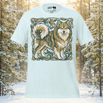 Finnish Lapphund Art Nouveau Woodland Frame Illustration T-Shirt | Lapphund Designs