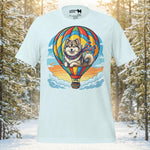 Finnish Lapphund Hot Air Balloon Sky Adventure Illustration T-Shirt | Lapphund Designs