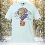 Finnish Lapphund Floating Hot Air Balloon Cloud Journey Illustration T-Shirt | Lapphund Designs