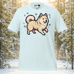 Finnish Lapphund Pixel Style Playful Walk Illustration T-Shirt | Lapphund Designs