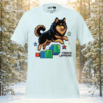 Finnish Lapphund Pixel Platform Jump Retro Game Illustration T-Shirt | Lapphund Designs