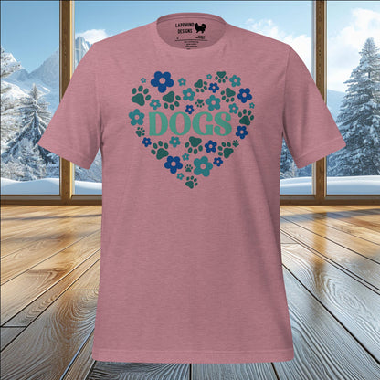 Floral Dogs Heart T-Shirt – Perfect for Dog Lovers with a Love for Nature