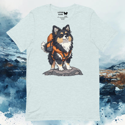 Hiking Hero Lapphund T-Shirt – Finnish Lapphund Adventure Backpack Design