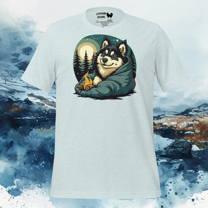 Finnish Lapphund T-Shirt – Moonlit Campfire Design for Outdoor Adventurers