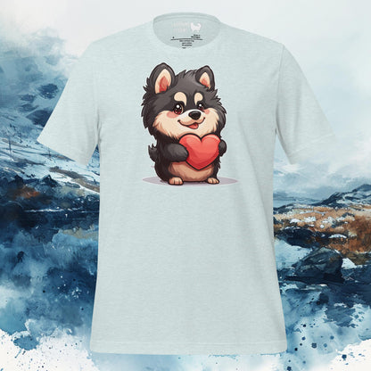 Finnish Lapphund T-Shirt – Cute Lappie Holding Heart Illustration