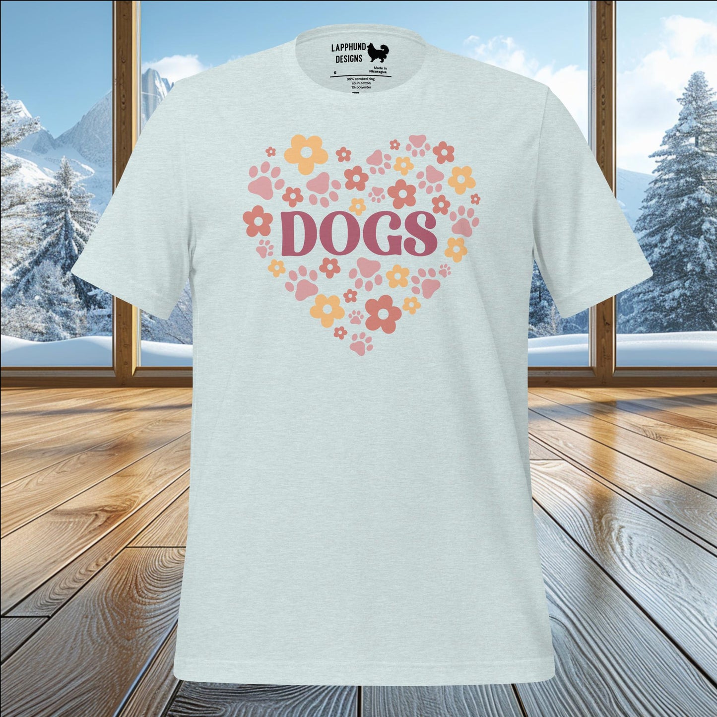 Floral Dogs Heart T-Shirt – Perfect for Dog Lovers with a Love for Nature