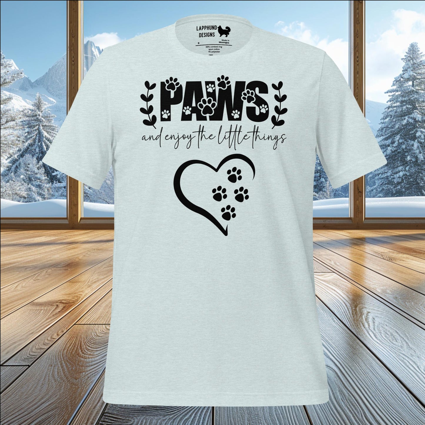 PAWS and Enjoy the Little Things T-Shirt – Perfect for Dog Lovers & Nature Enthusiasts