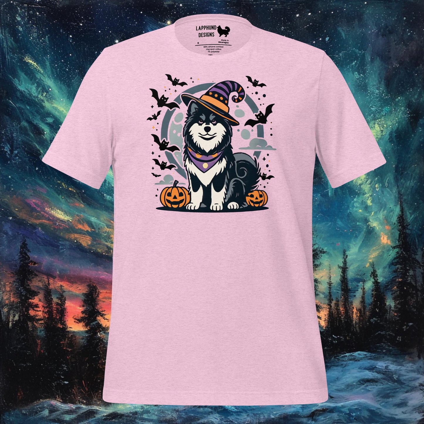 Witch Lapphund T-Shirt – Finnish Lapphund Halloween Witch Design