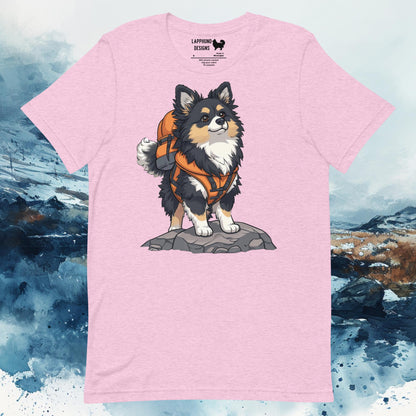 Hiking Hero Lapphund T-Shirt – Finnish Lapphund Adventure Backpack Design