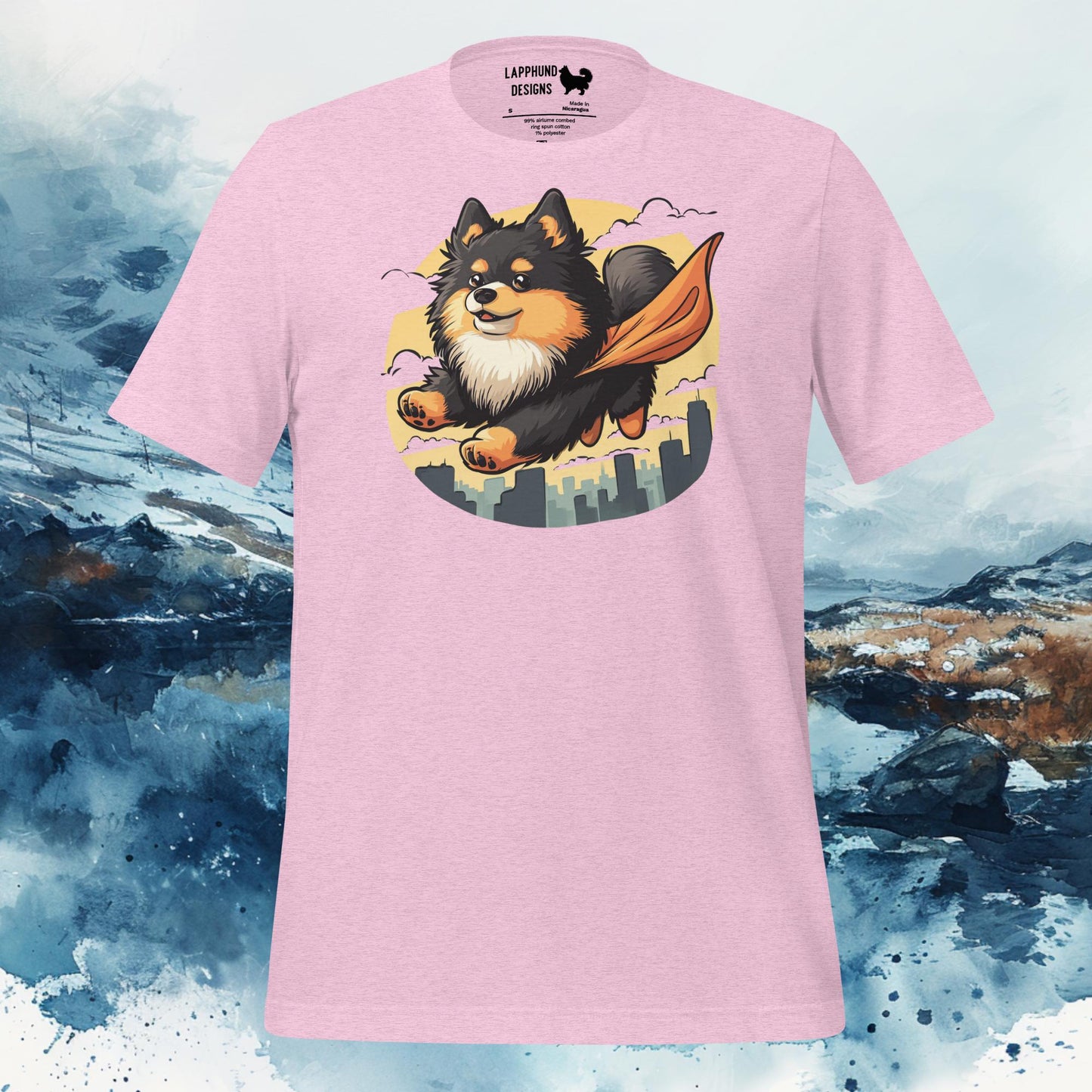 Super Pup Lapphund T-Shirt – Finnish Lapphund Heroic Adventure Design