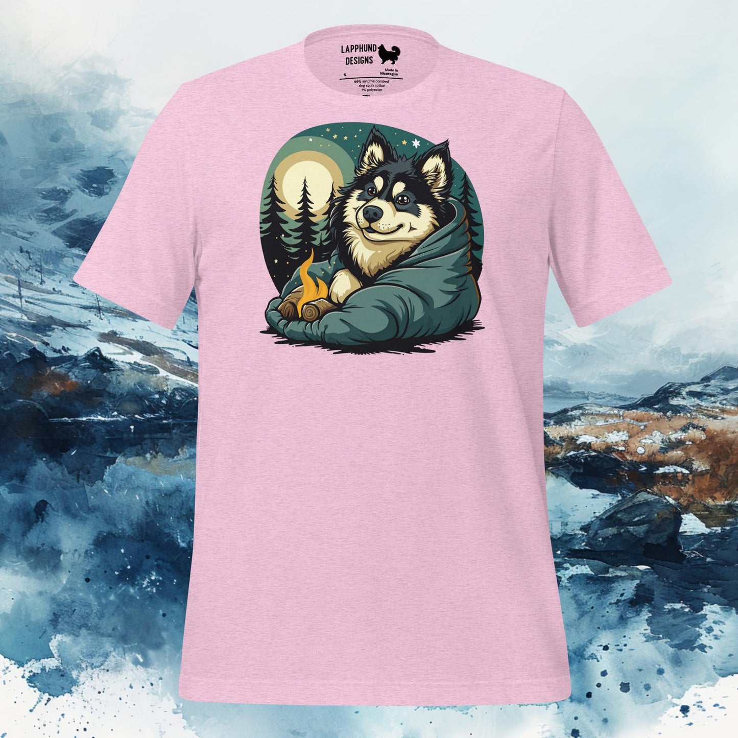 Finnish Lapphund T-Shirt – Cozy Campfire Design for Outdoor Explorers