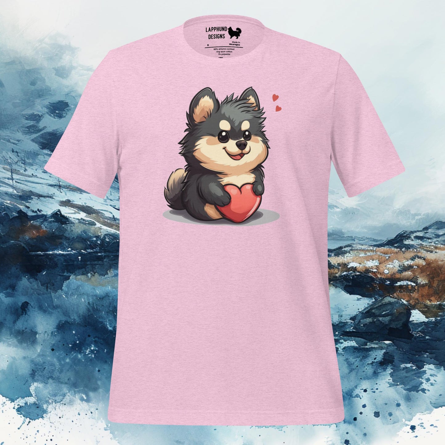 Finnish Lapphund T-Shirt – Adorable Lappie Holding a Heart