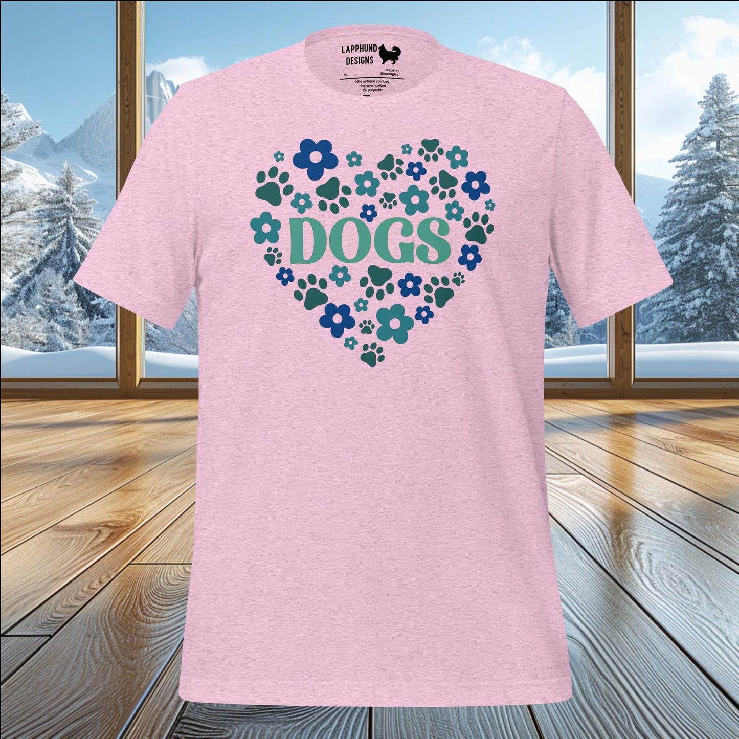 Floral Dogs Heart T-Shirt – Perfect for Dog Lovers with a Love for Nature