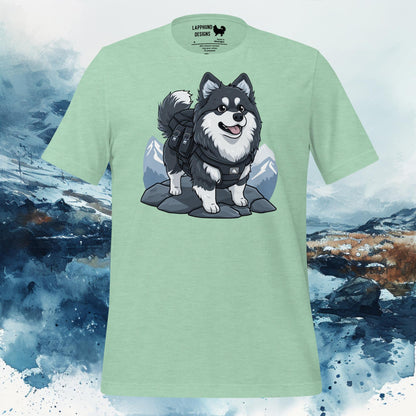 Outdoor Adventurer Lapphund T-Shirt – Finnish Lapphund Mountain Hike Design