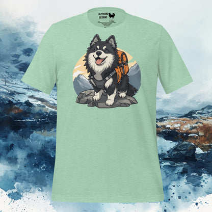 Mountain Adventurer Lapphund T-Shirt – Finnish Lapphund Hiking Journey Design