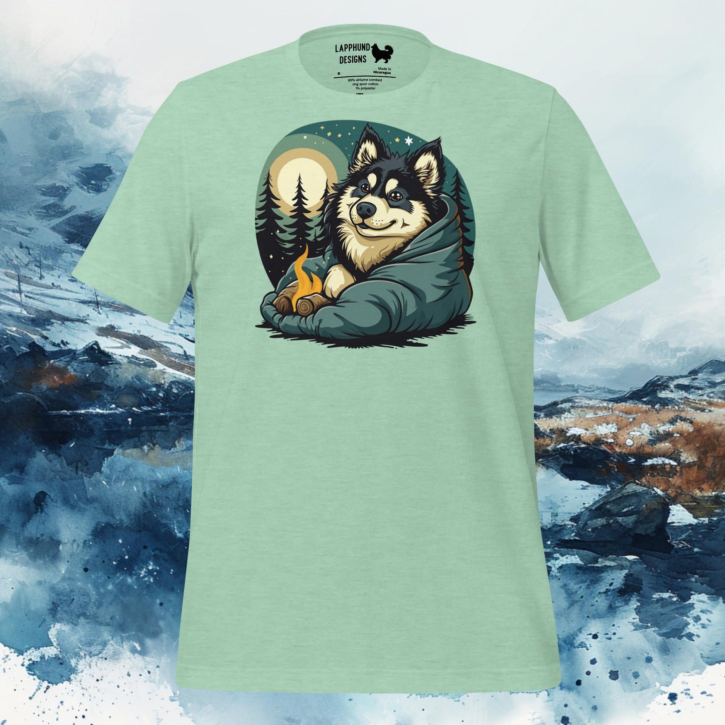 Finnish Lapphund T-Shirt – Cozy Campfire Design for Outdoor Explorers