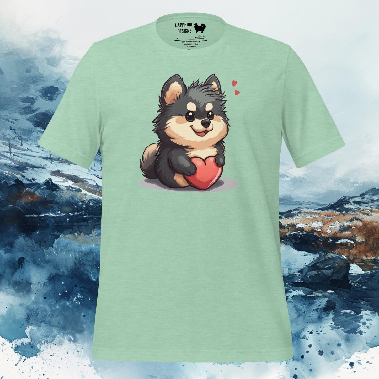 Finnish Lapphund T-Shirt – Adorable Lappie Holding a Heart