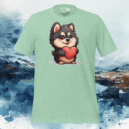 Finnish Lapphund T-Shirt – Cute Lappie Holding Heart Illustration