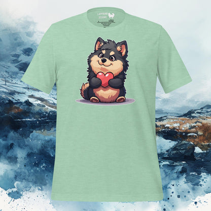 Finnish Lapphund T-Shirt – Adorable Lappie Hugging Heart Art