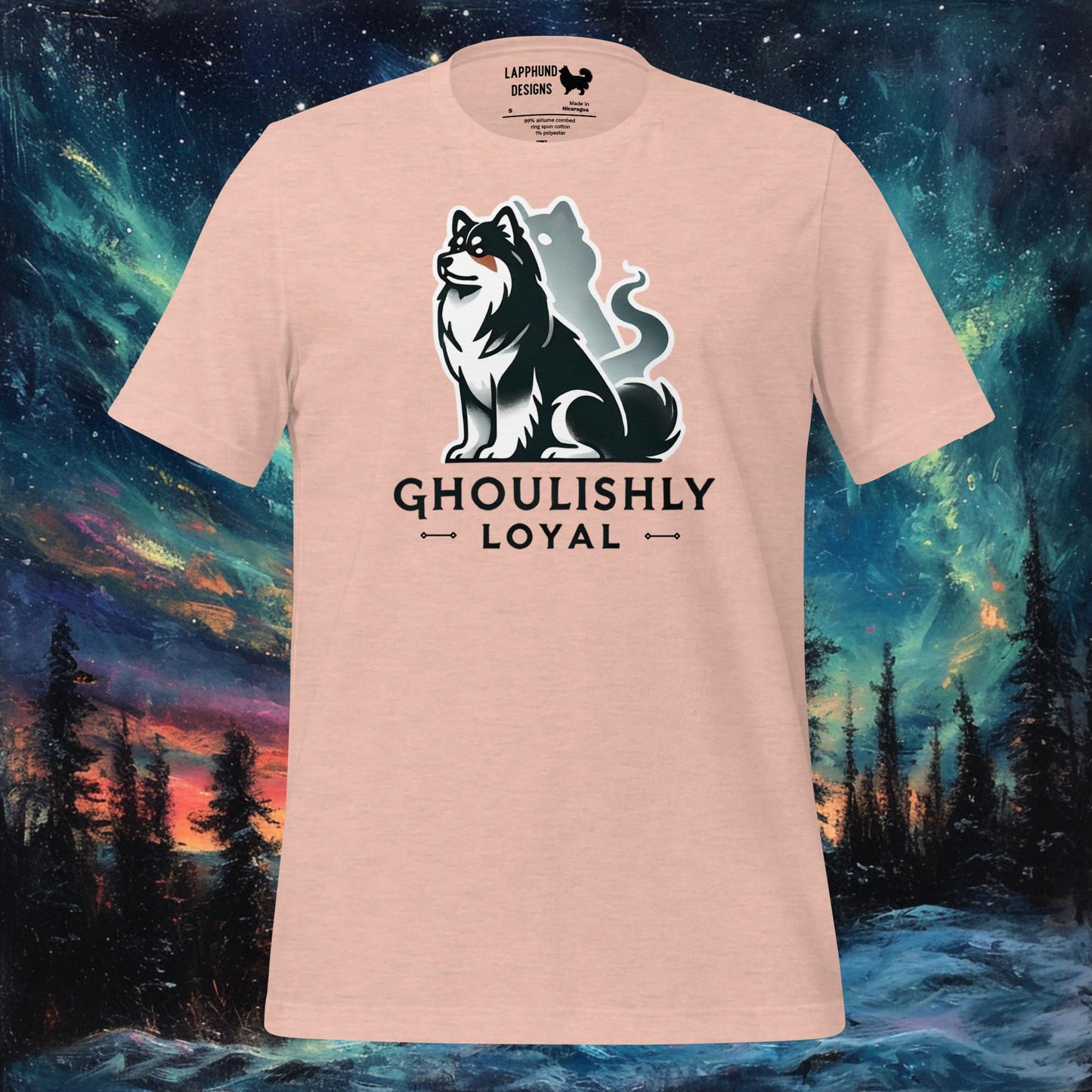 T-shirt d'une fidélité macabre – Motif fantôme d'Halloween du chien finlandais de Laponie