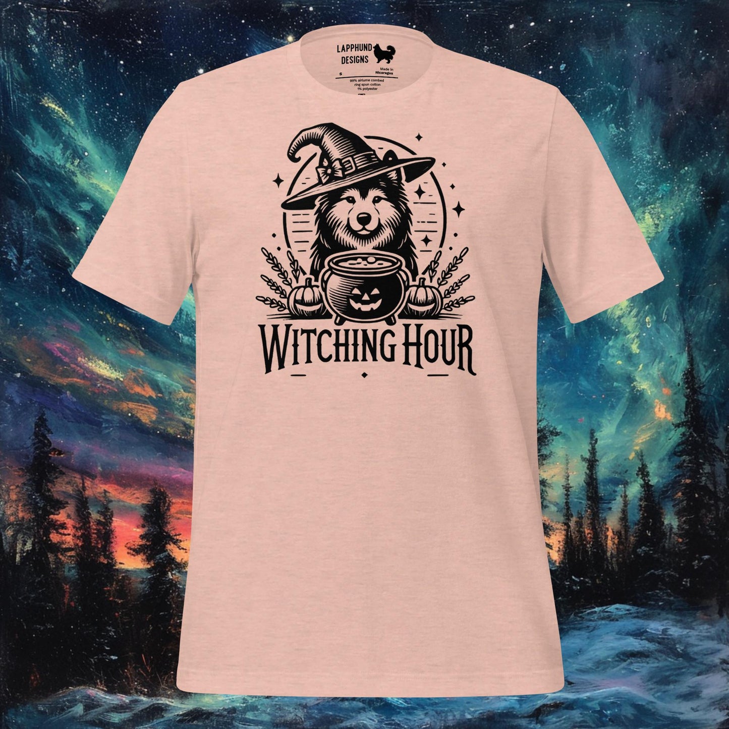 Witching Hour T-paita – Suomen lapinkoira Halloween Witch Design