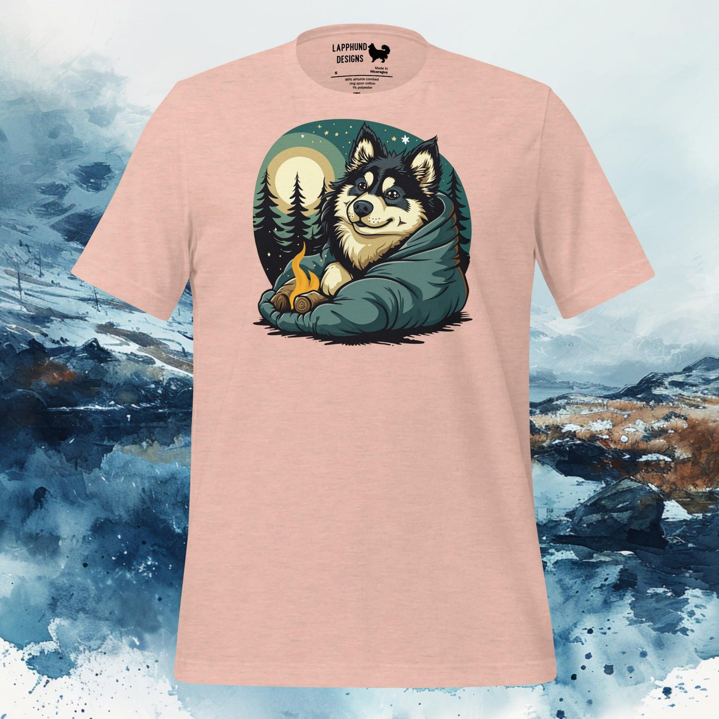 Finnish Lapphund T-Shirt – Cozy Campfire Design for Outdoor Explorers