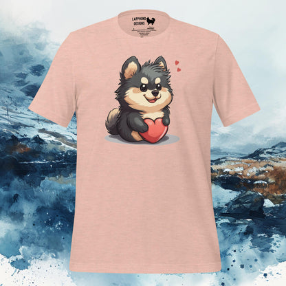 Finnish Lapphund T-Shirt – Adorable Lappie Holding a Heart