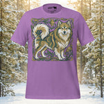 Finnish Lapphund Art Nouveau Woodland Frame Illustration T-Shirt | Lapphund Designs