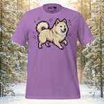 Finnish Lapphund Pixel Style Playful Walk Illustration T-Shirt | Lapphund Designs