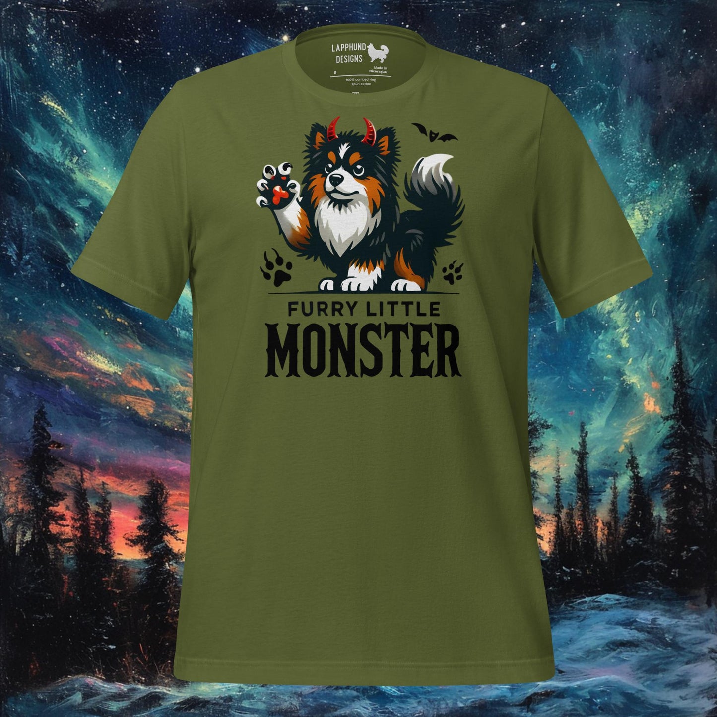 T-shirt Petit Monstre à Poils – Motif Diable Chien Finnois de Laponie Halloween