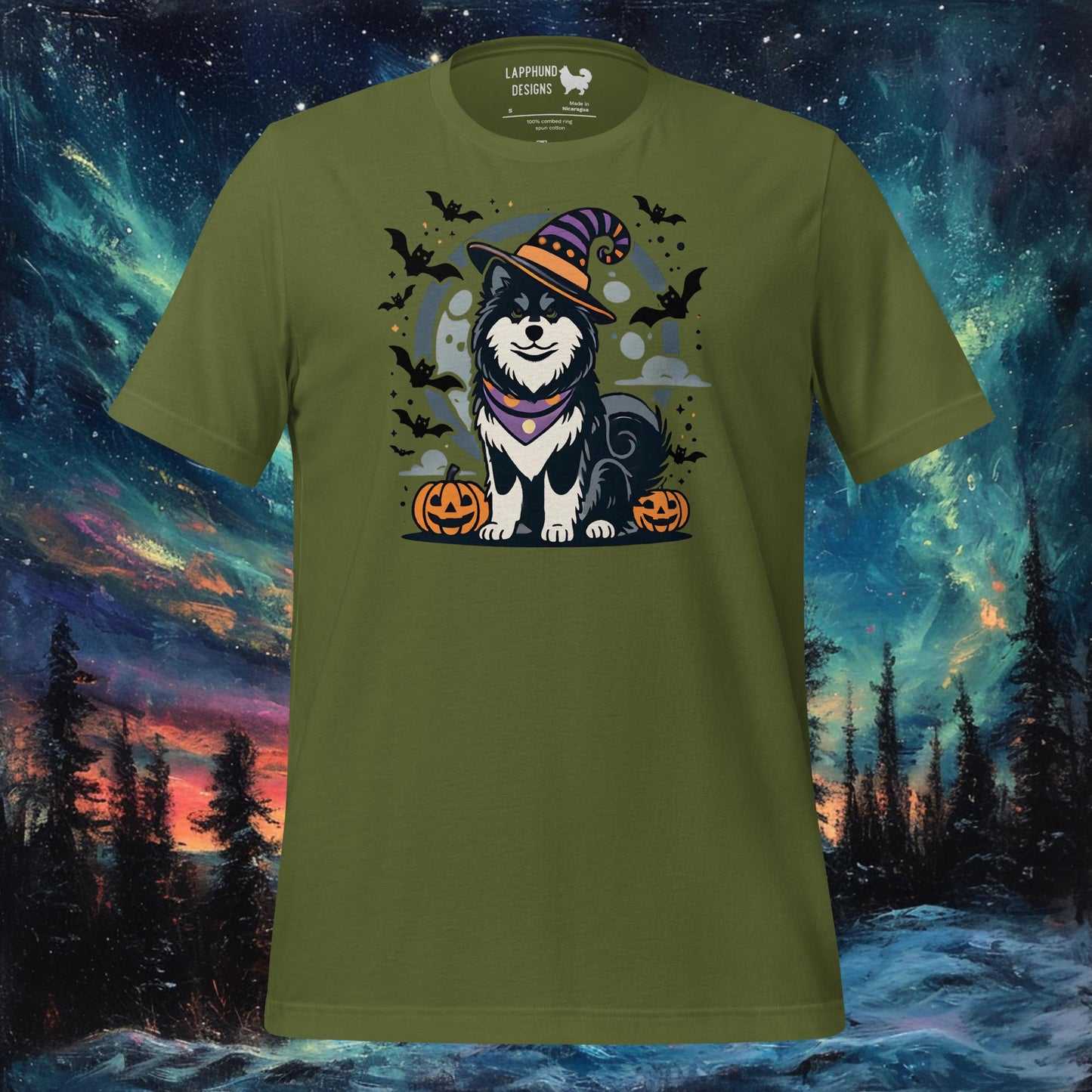 Witch Lapphund T-Shirt – Finnish Lapphund Halloween Witch Design