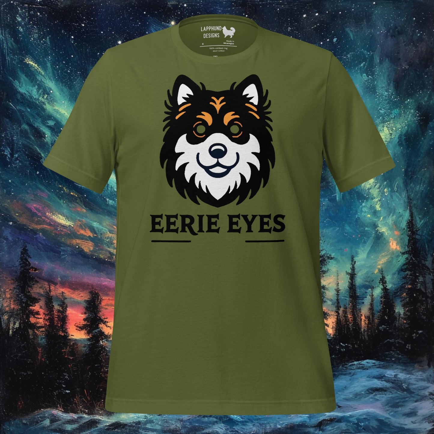 T-shirt aux yeux étranges – Motif Halloween du chien finlandais de Laponie