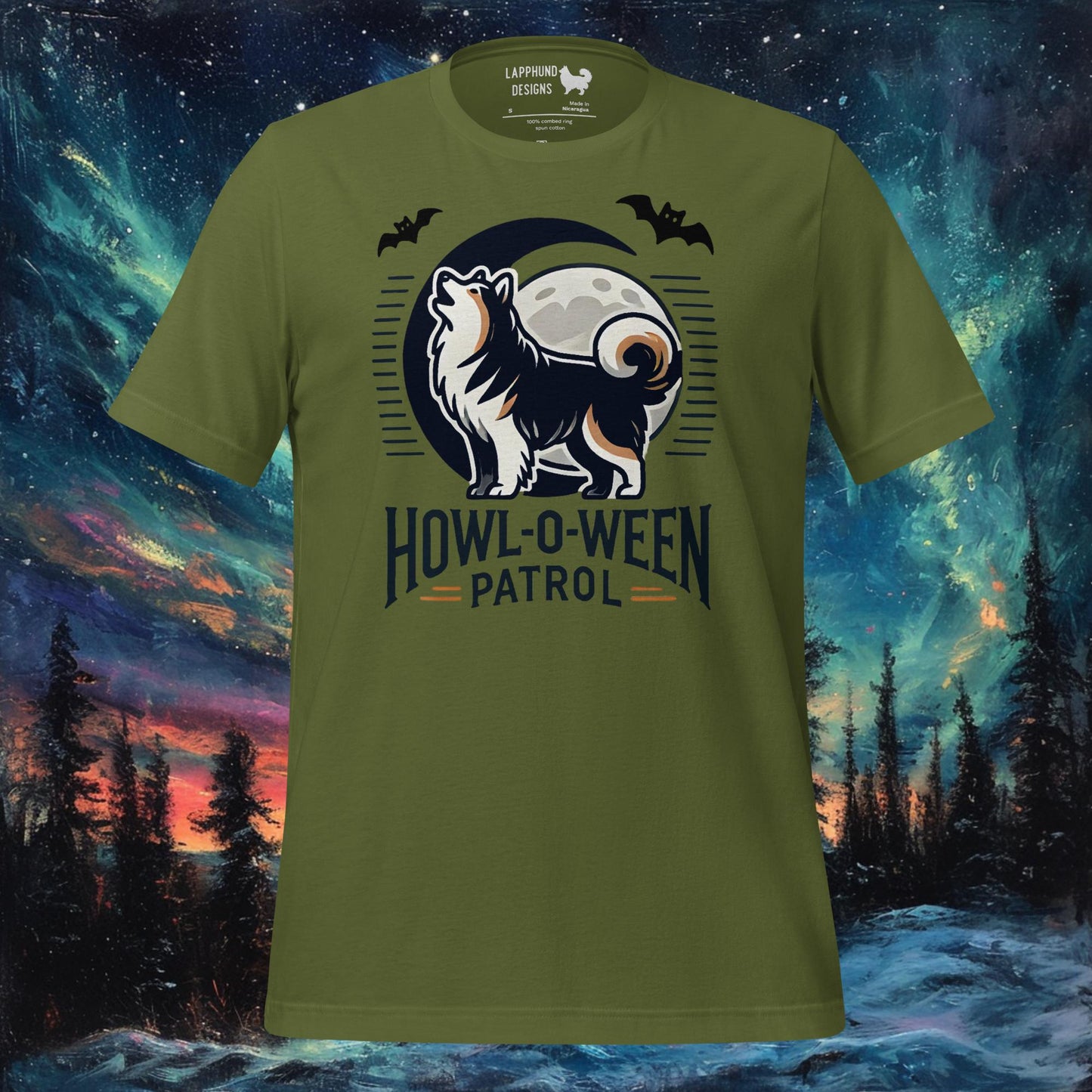 Howl-O-Ween Patrol T-paita – suomalainen lapinkoira Halloween Howling Design