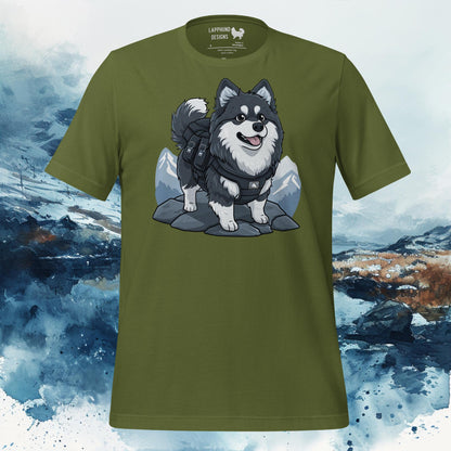 Outdoor Adventurer Lapphund T-Shirt – Finnish Lapphund Mountain Hike Design