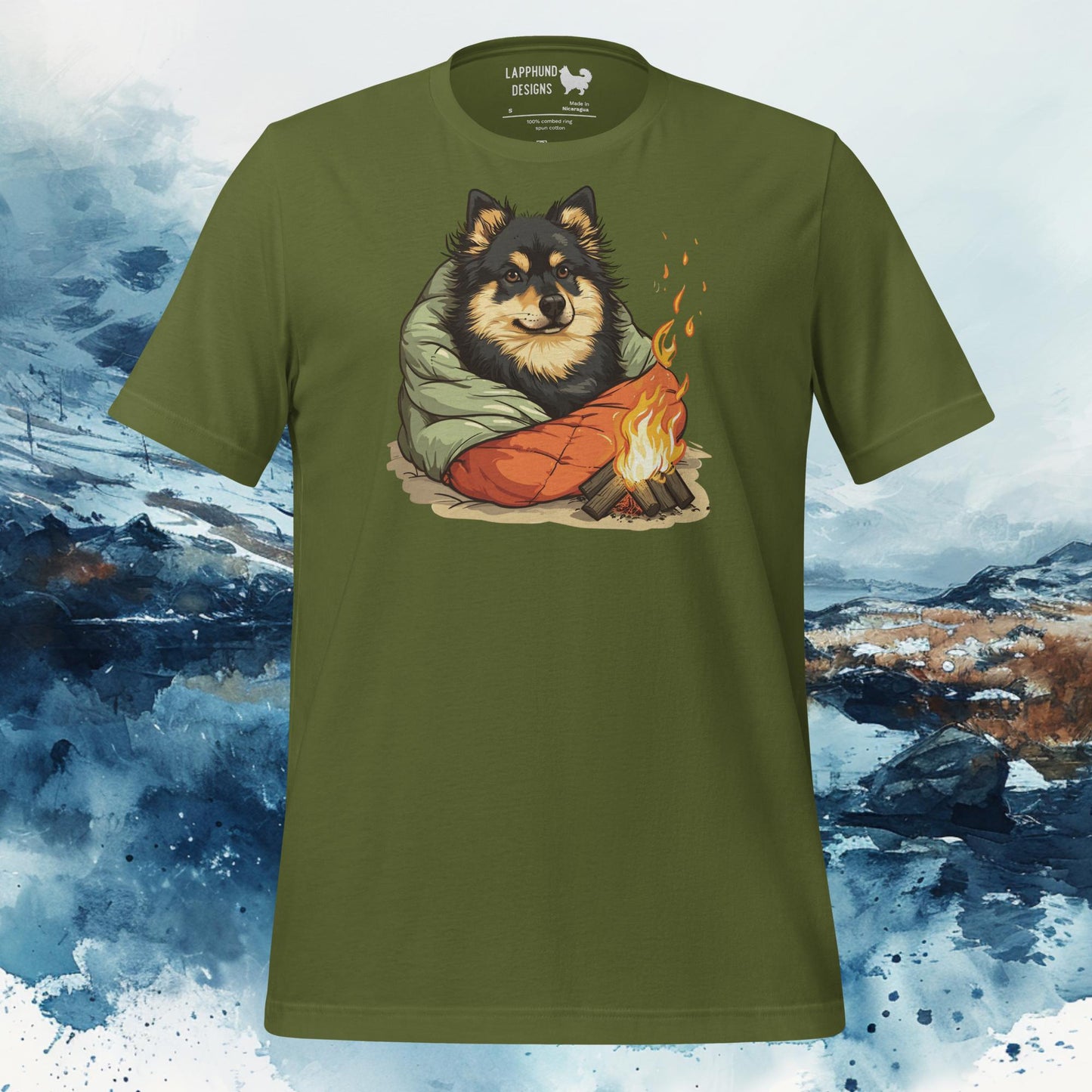 Campfire Companion Lapphund T-Shirt – Finnish Lapphund Cozy Camping Design