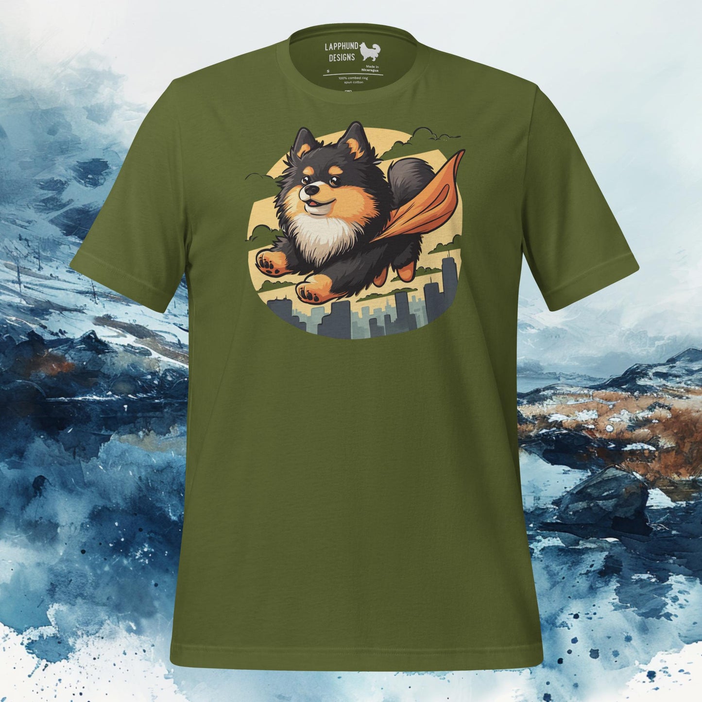 Super Pup Lapphund T-Shirt – Finnish Lapphund Heroic Adventure Design