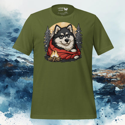 Campfire Snuggles Lapphund T-Shirt – Finnish Lapphund Cozy Camping Design