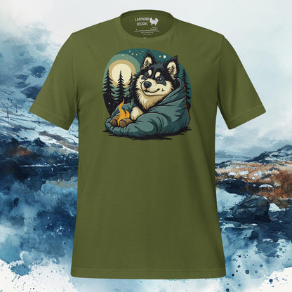 Finnish Lapphund T-Shirt – Cozy Campfire Design for Outdoor Explorers