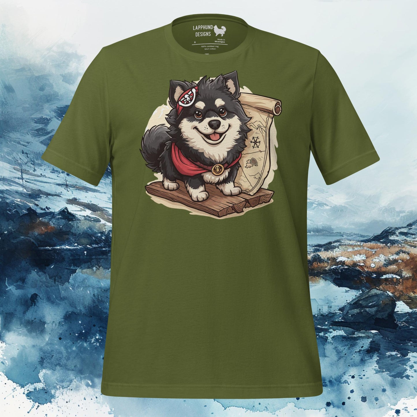 Finnish Lapphund T-Shirt – Adventurous Map Explorer Design for Nature Seekers