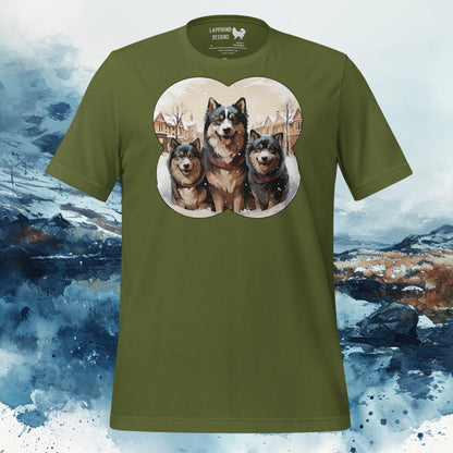 Finnish Lapphund T-Shirt – Trio of Lappies in Winter Scene