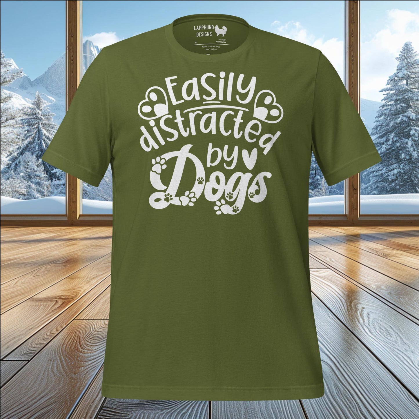 Easily Distracted by Dogs T-Shirt – Playful Design for Dog Lovers & Outdoor Fun