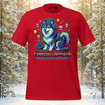 Finnish Lapphund Gamer Mode Neon Headset Illustration T-Shirt | Lapphund Designs