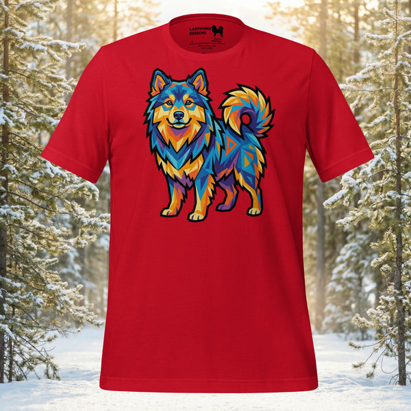 Finnish Lapphund Vibrant Geometric Color Pop Illustration T-Shirt | Lapphund Designs